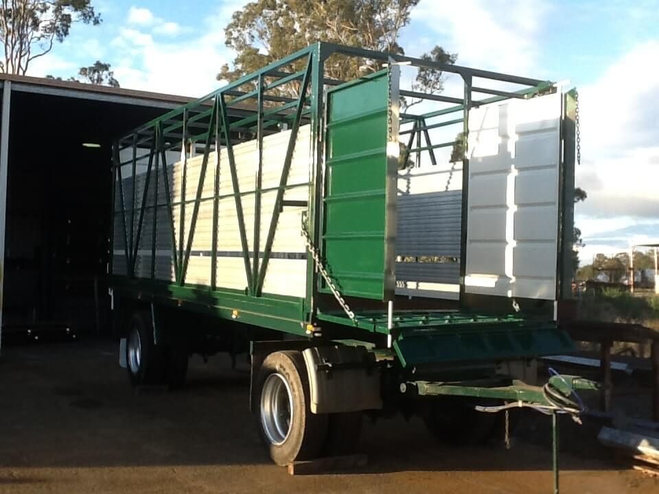 Steel livestock trailer crate custom built for agricultural transport